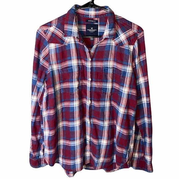 American Eagle Outfitters Tops - American Eagle Boyfriend Fit Snap Down Flannel